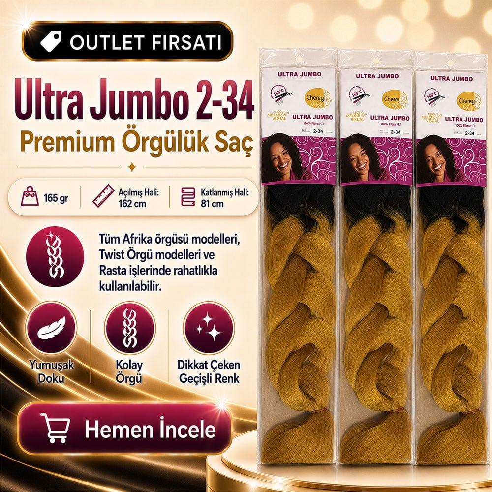 3 Paket - Afrika Örgüsü Ve Rasta İçin Sentetik Ombreli Saç 2-34