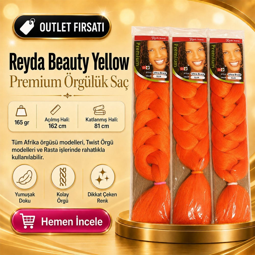 3 Paket - Afrika Örgüsü Ve Rasta İçin Sentetik Saç YELLOW