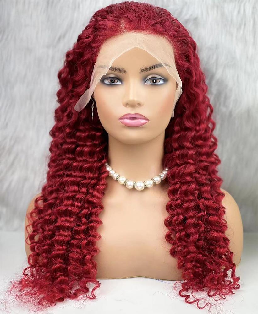 Gerçek Front Lace Tül Peruk - Derin Dalgalı - Kızıl 70-75cm