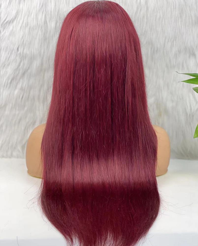 Gerçek Front Lace Tül Peruk - Düz - Koyu Kızıl 70-75cm