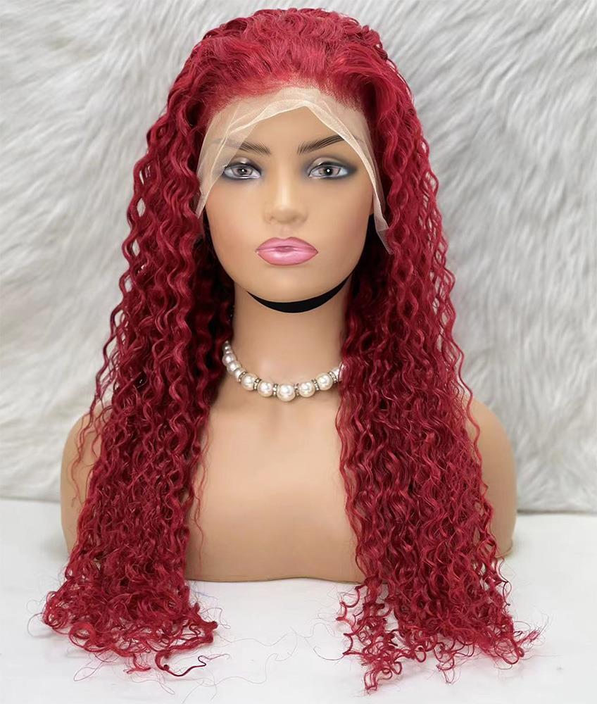 Gerçek Front Lace Tül Peruk - Su Dalgası - Kızıl 70-75cm