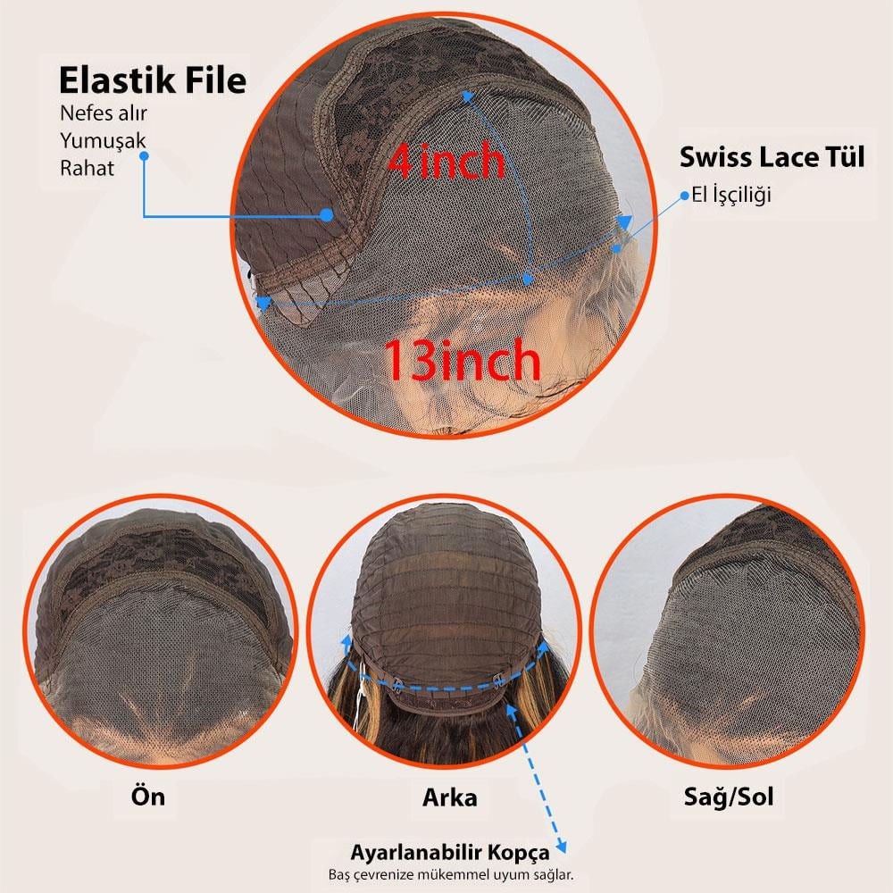 Platin Fiber Sentetik Front Lace Tül Peruk