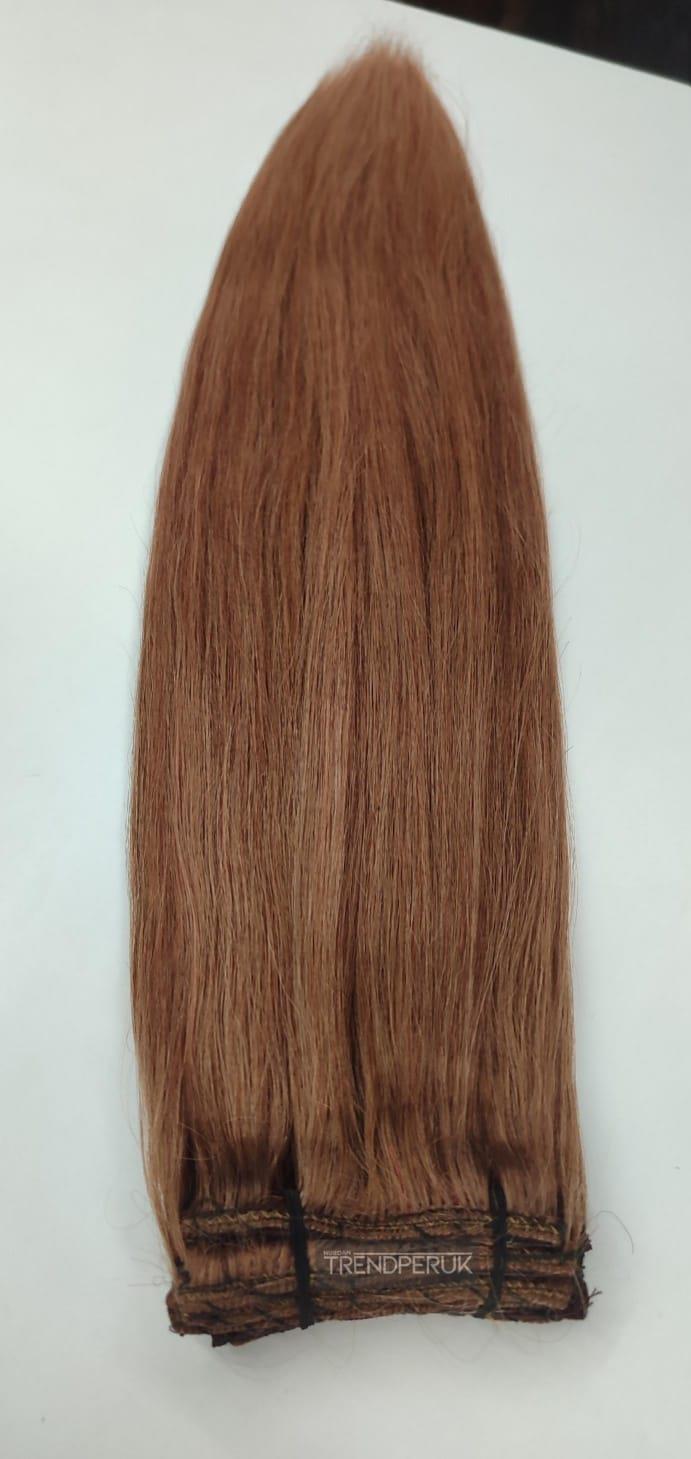 8 Parça 170 gr 65-70 cm Gerçek Saç Çıtçıt Açık Kumral Renk