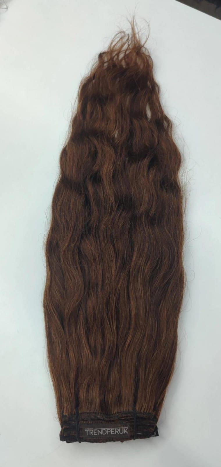 8 Parça 170 gr 65-70 cm Gerçek Saç Çıtçıt Kahve Renk
