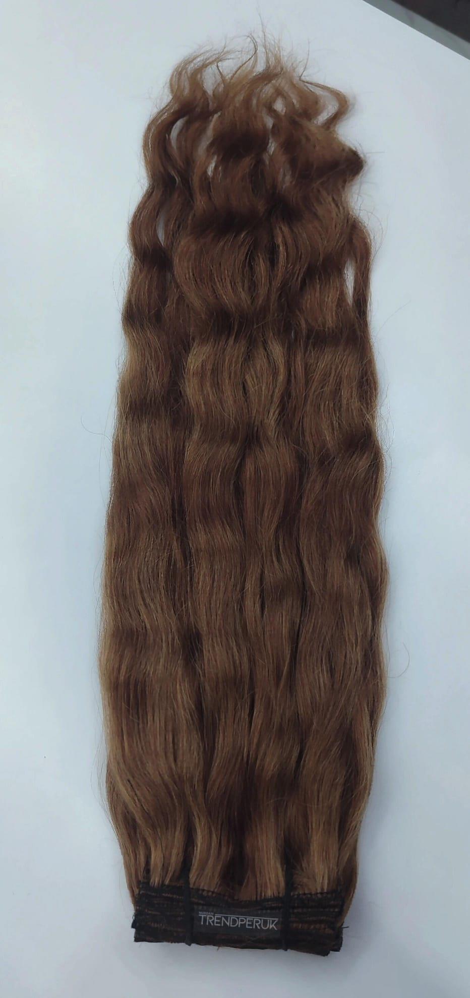 8 Parça 170 gr 65-70 cm Gerçek Saç Çıtçıt Koyu Kumral Renk