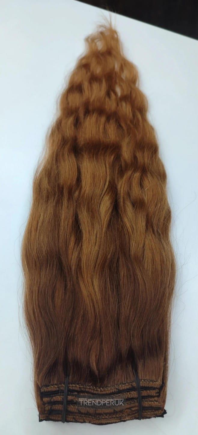 8 Parça 170 gr 65-70cm Gerçek Saç Çıtçıt Dip Kahve Alt Kumral Renk