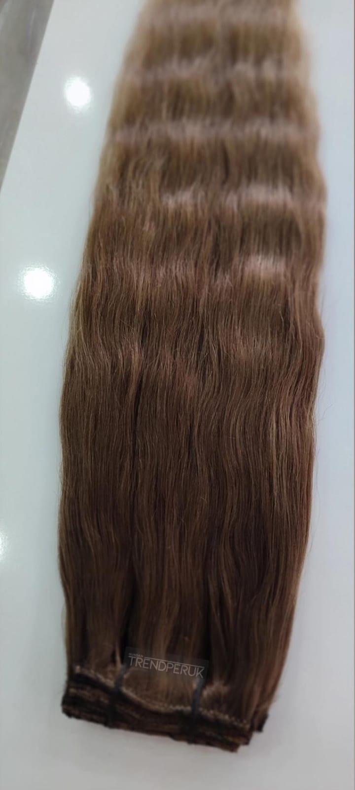8 Parça 170 gr 65-70 cm Gerçek Saç Çıtçıt Dip Kumral Alt Küllü Kumral Renk