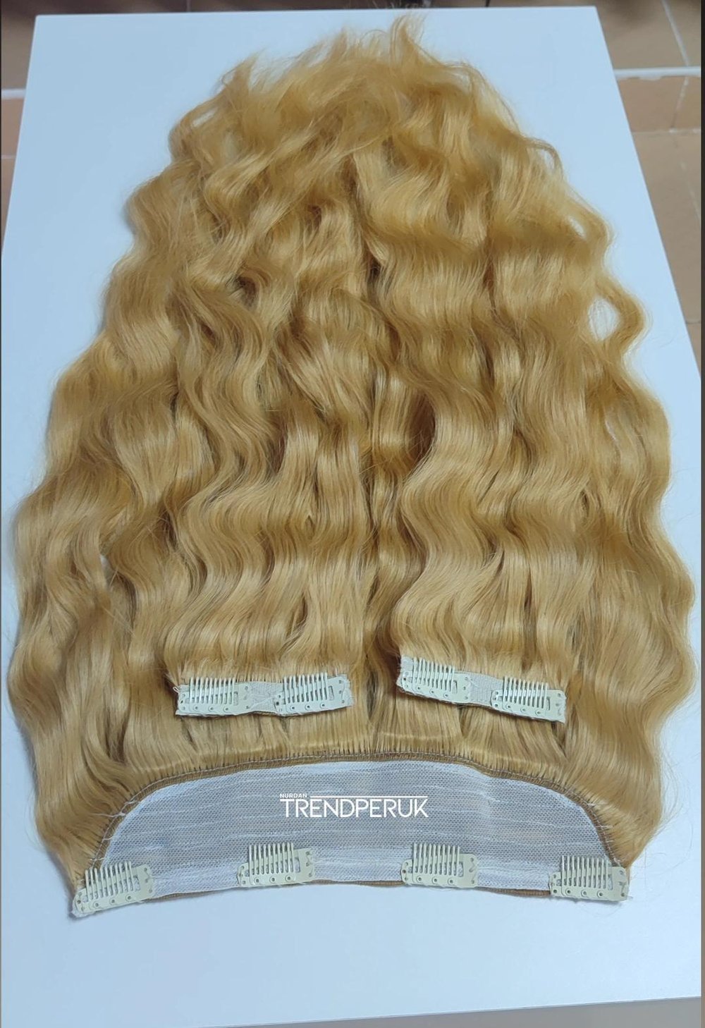 Yarımay + 2 Yan 65-70 cm Gerçek Saç Çıtçıt Dore Sarı Renk
