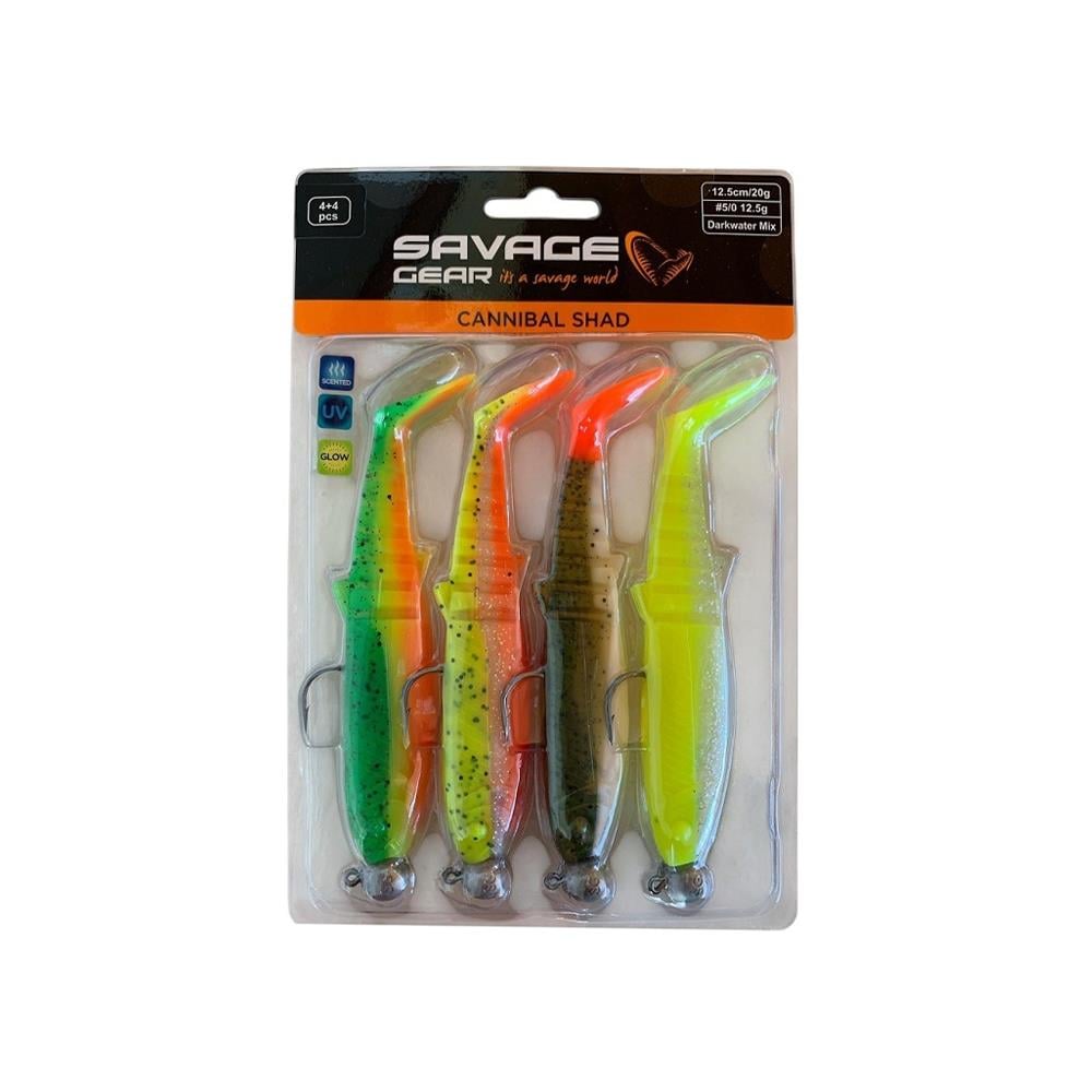 Savage Gear Cannibal Shad 12.5cm 20gr+12.5gr #5/0 Dark Water 4+4 Adet Silikon Seti