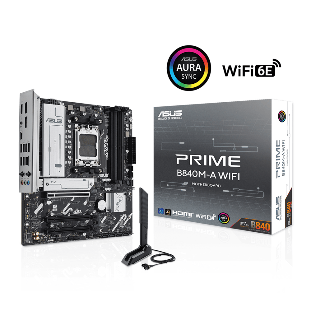 ASUS PRIME B840M-K AMD B840 AM5 DDR5 8000 2xM2 USB3.2 AURA RGB 2.5Gbit LAN mATX