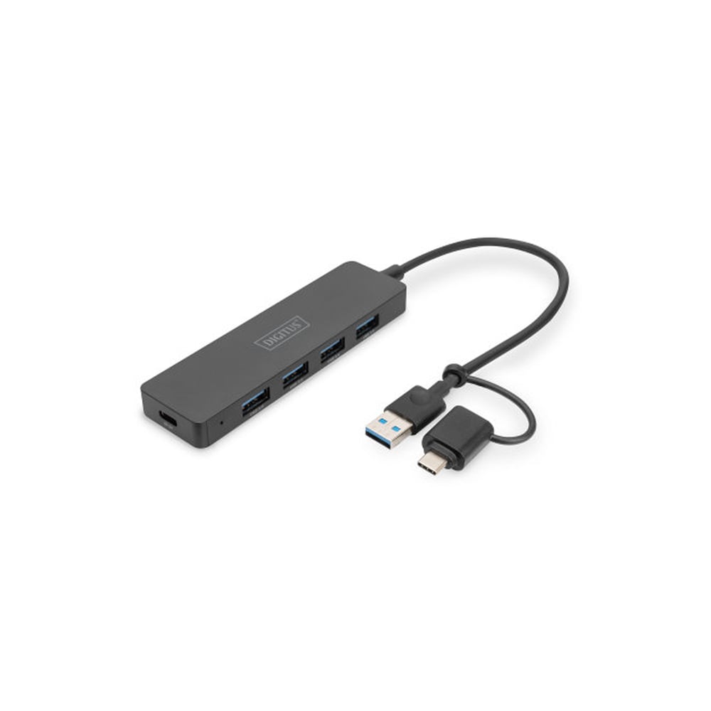 DIGITUS DA-70235 4 Port USB 3.0 Hub USB-C Adaptörlü, 5Gbps