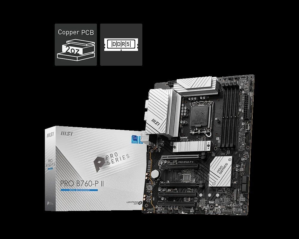 MSI PRO B760-P II DDR5 7000(OC) PCI-E ,M.2 USB3.2 HDMI,DP 1X 2.5G LAN ATX