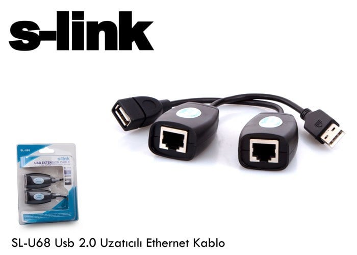S-LINK SL-U68 Usb 2.0 Uzatıcılı Ethernet Kablo