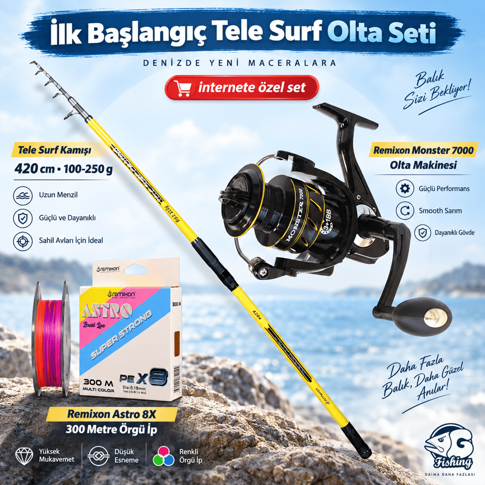 İlk Başlangıç Surf Casting Olta Seti ( 4-20 Teleskopik )