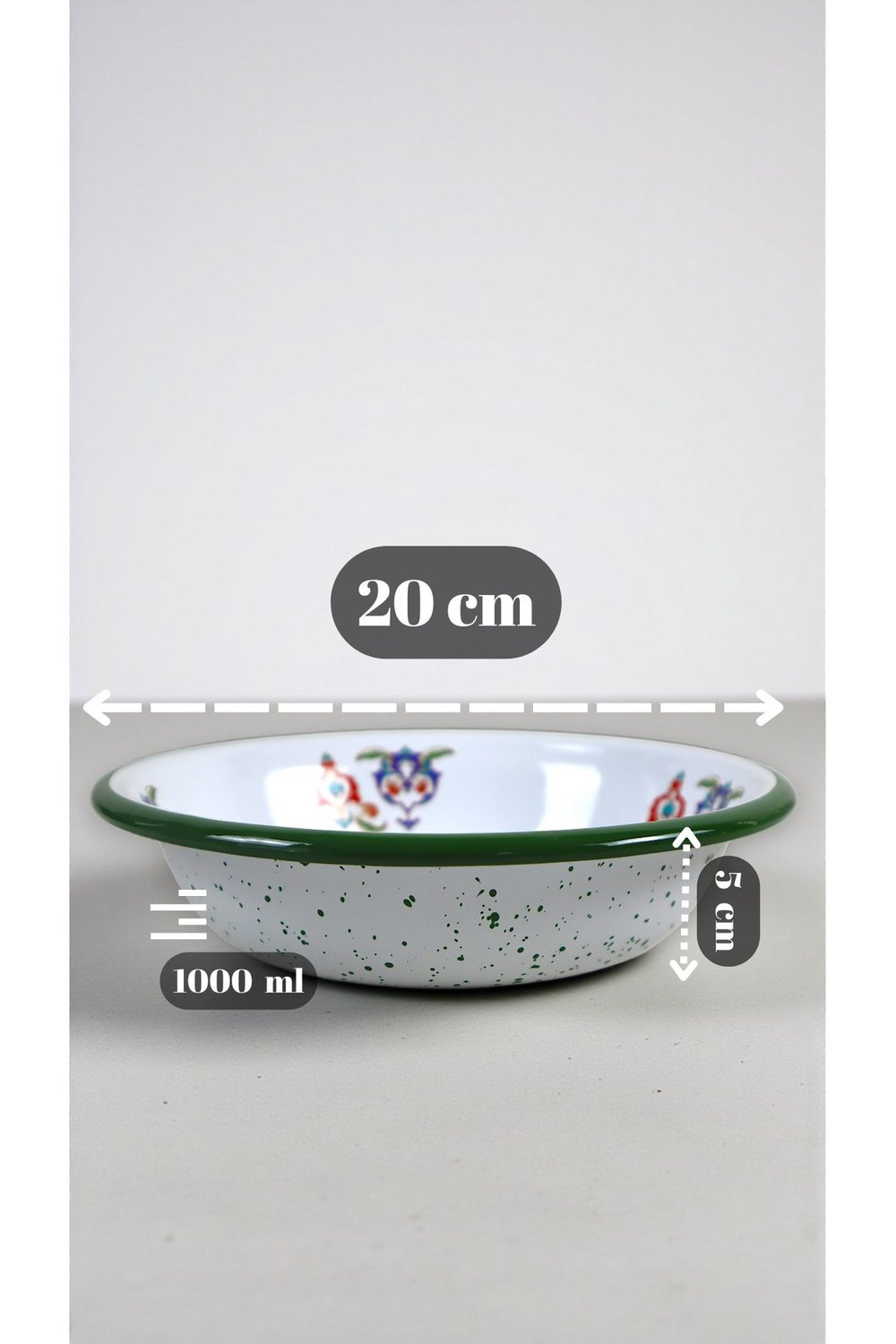 20 Cm Emaye Kase Tabak, Çukur Tabak, Salata Tabak, Cips Tabak