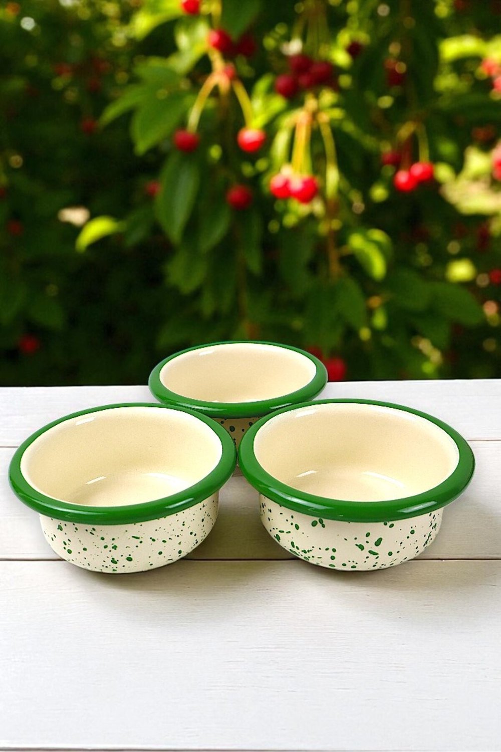 3 Parça 10Cm Emaye Dik Tabak Set , Kahvaltı Tabağı, Reçellik, Zeytin, Peynir Tabağı, Çeyiz, Hediye