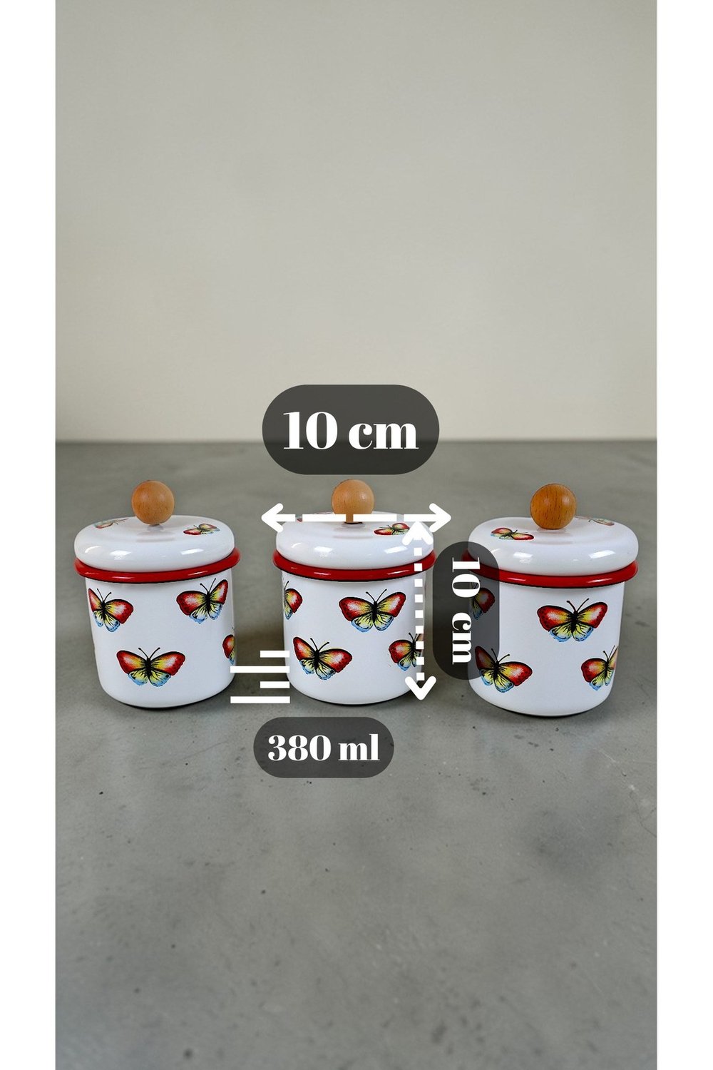 3Lü Emaye Baharatlık Set 380Ml 6 Parça