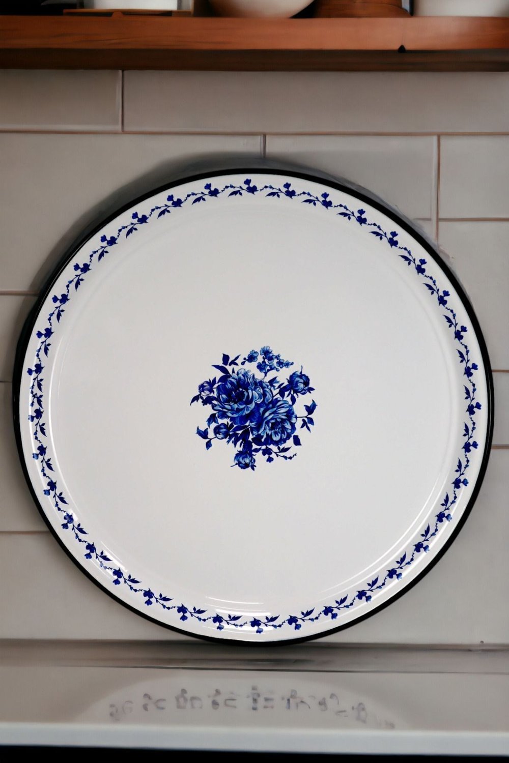 50 No Emaye Sini Sofra, Yemek Sunum Tepsi, Yer Sofrası Çinko ~48 Cm