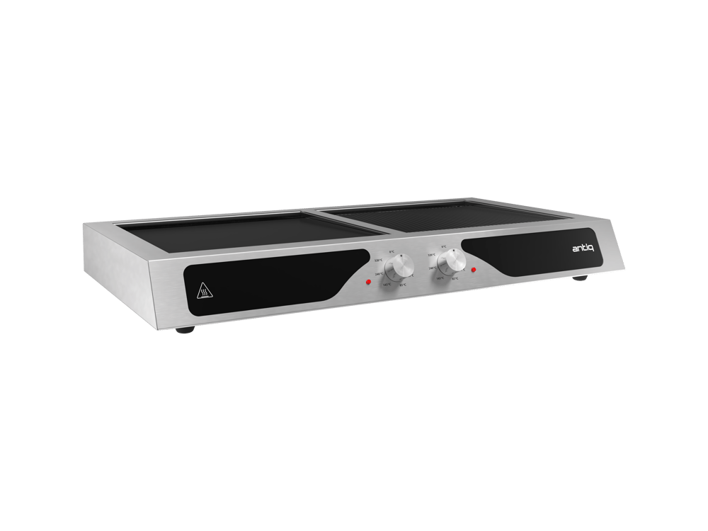 Antiq Aura Çiftli Tezgah Üstü Elektrikli Cam Barbekü - Düz+Grill Cam 78 cm
