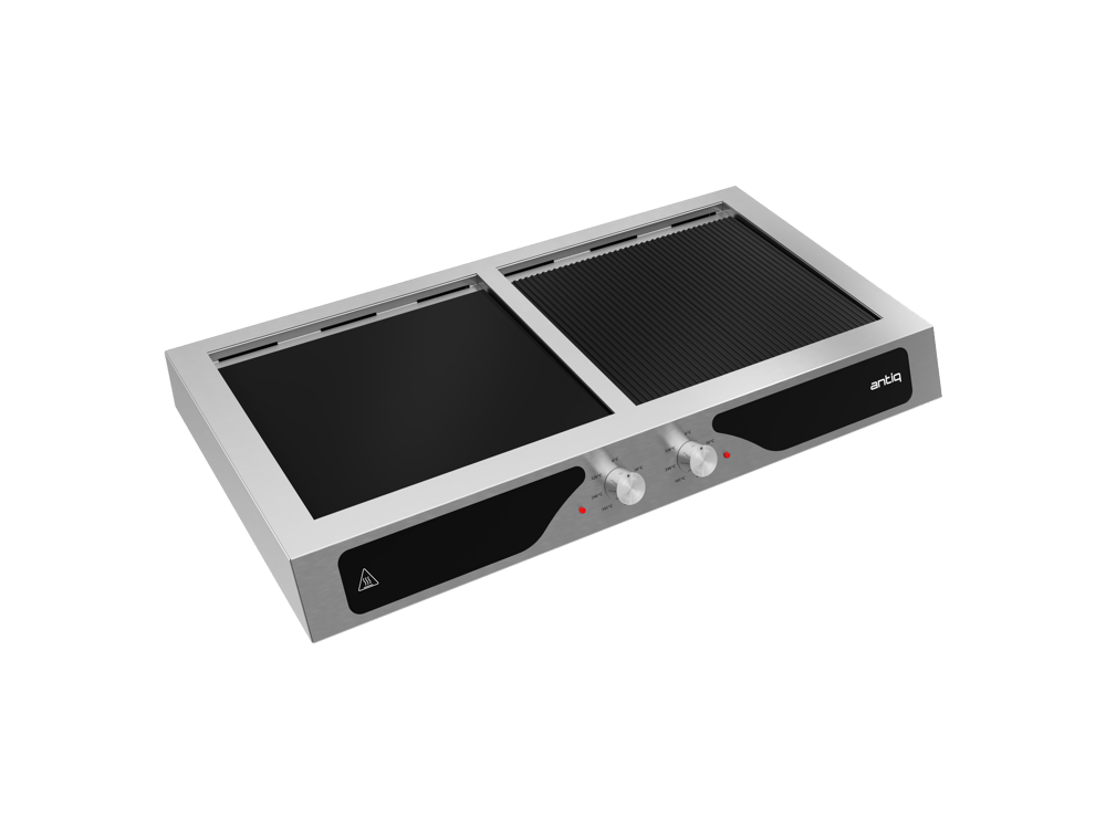 Antiq Aura Çiftli Tezgah Üstü Elektrikli Cam Barbekü - Düz+Grill Cam 78 cm