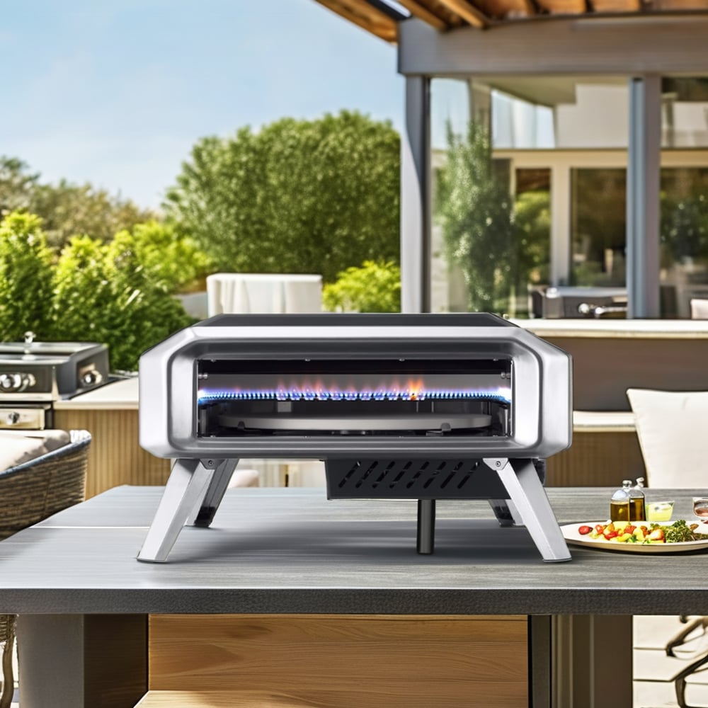 Gazlı Döner Pizza Fırını – 40,5 cm Cordierit Taş Tablalı, 8.2 kW