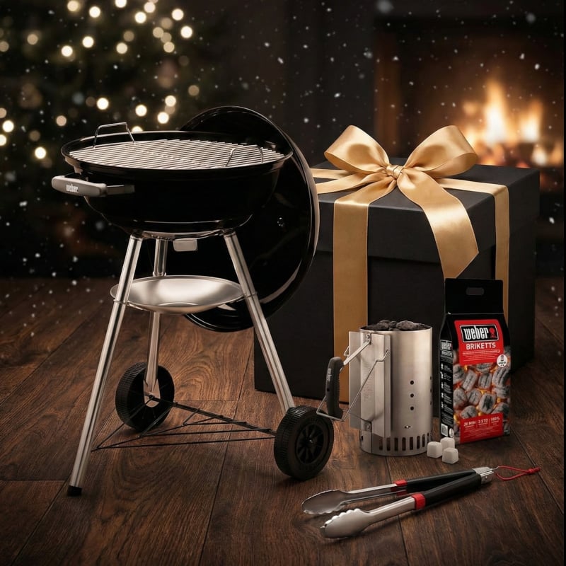 Köz Aşkı Başlangıç Seti: Weber 47 cm Kömürlü Barbekü, Tutuşturucu ve Maşa Seti (Yılbaşı Özel)
