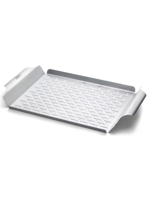 Weber 6435 Deluxe Grilling Pan – Izgara Tavası (Paslanmaz Çelik; Balık & Sebze İçin; Q 300/3000 & 22″+ Kömürlü Uyumlu)