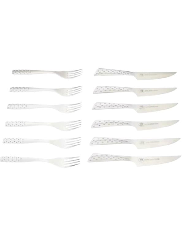 Weber Deluxe Place Setting – 12 Parça Çatal-Bıçak Takımı Paslanmaz Çelik | Ergonomik Saplar | Bıçakta Keskin Dişler