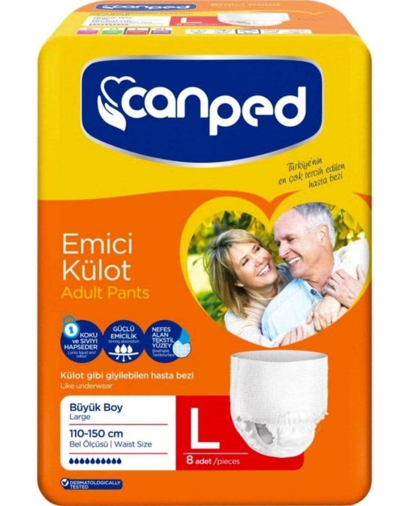 Canped Külotlu Hasta Bezi Emici Külot Large 8li