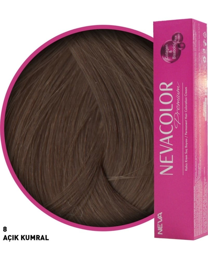 Nevacolor Premium 8. Açık Kumral - Kalıcı Krem Saç Boyası 50 g Tüp