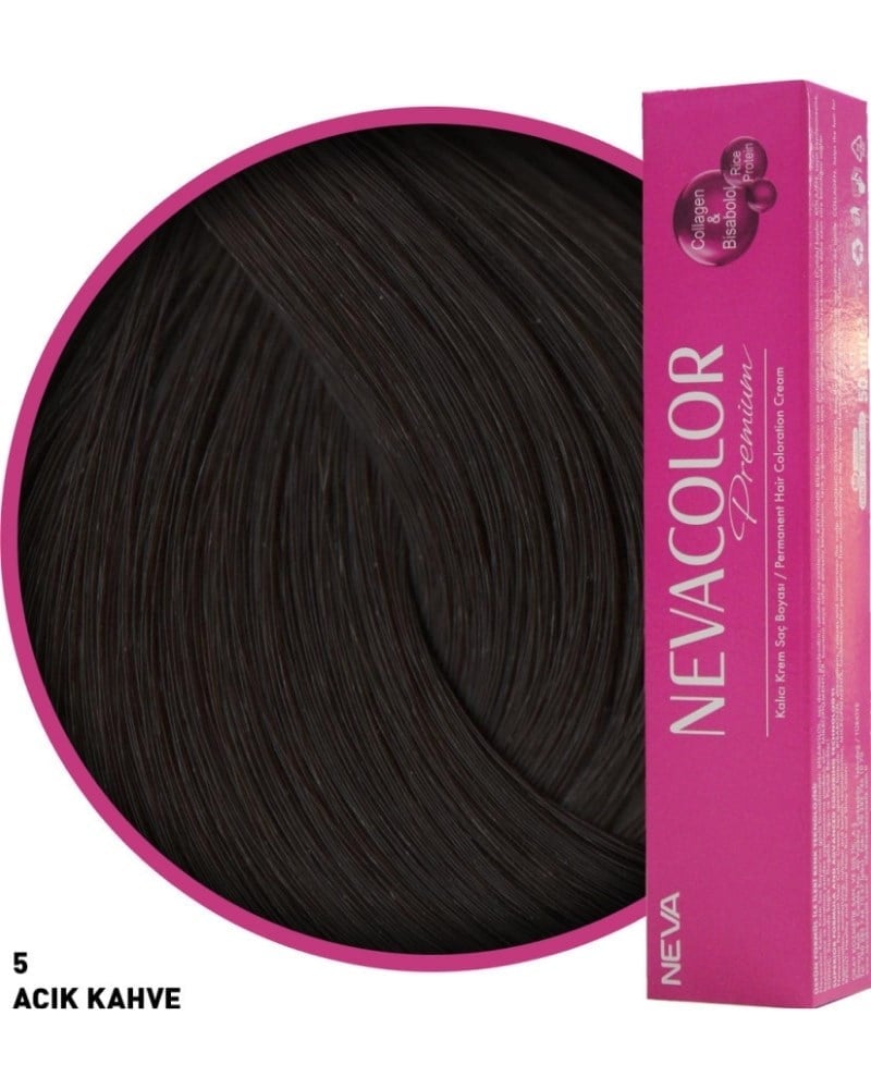 Nevacolor Premium 5. Açık Kahve - Kalıcı Krem Saç Boyası 50 g Tüp