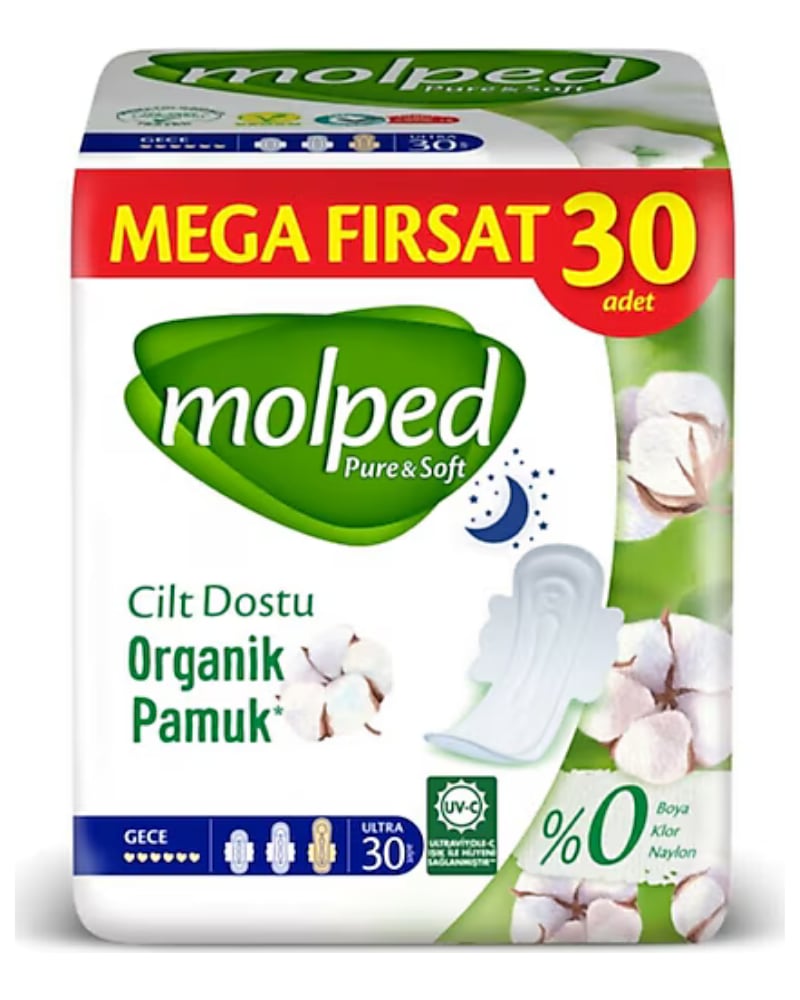 Molped Pure & Soft Mega Paket Gece Hijyenik Ped 30lu