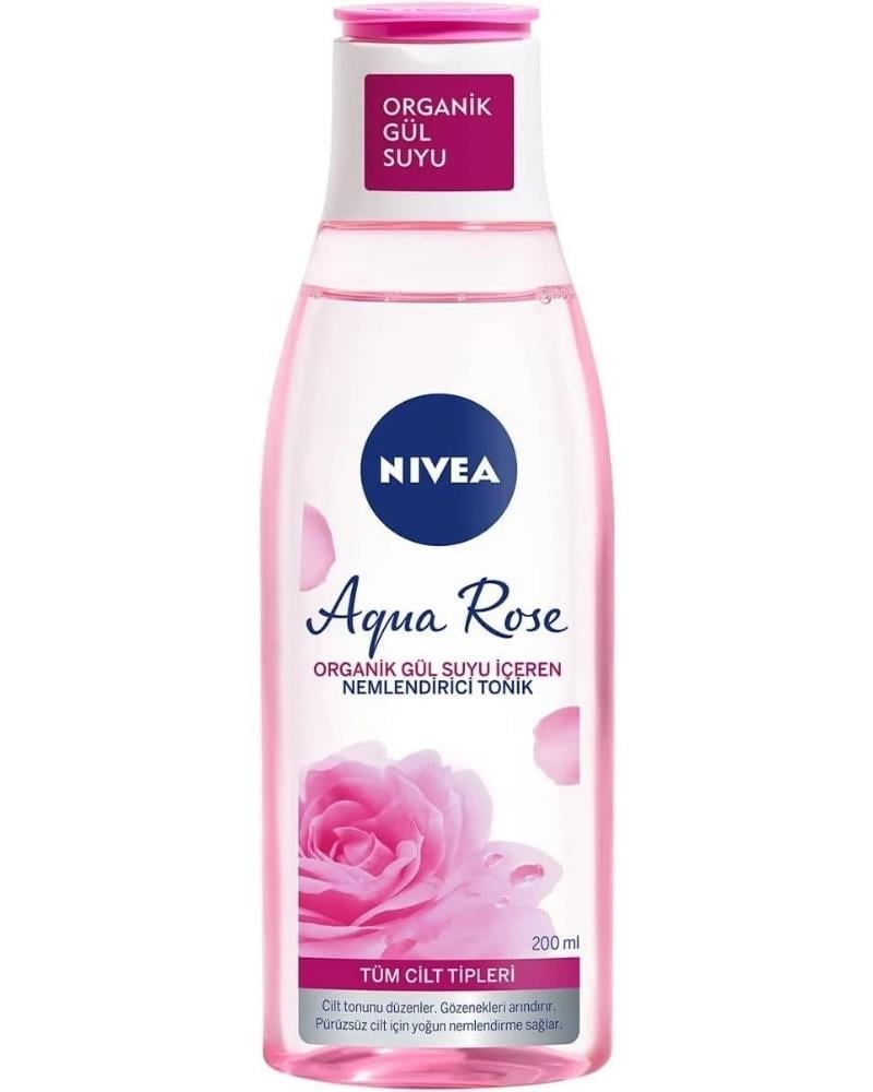 NIVEA Aqua Rose Organik Gül Suyu İçeren Nemlendirici Tonik 200ml, Nemlendirici, Gözenek Arındırıcı