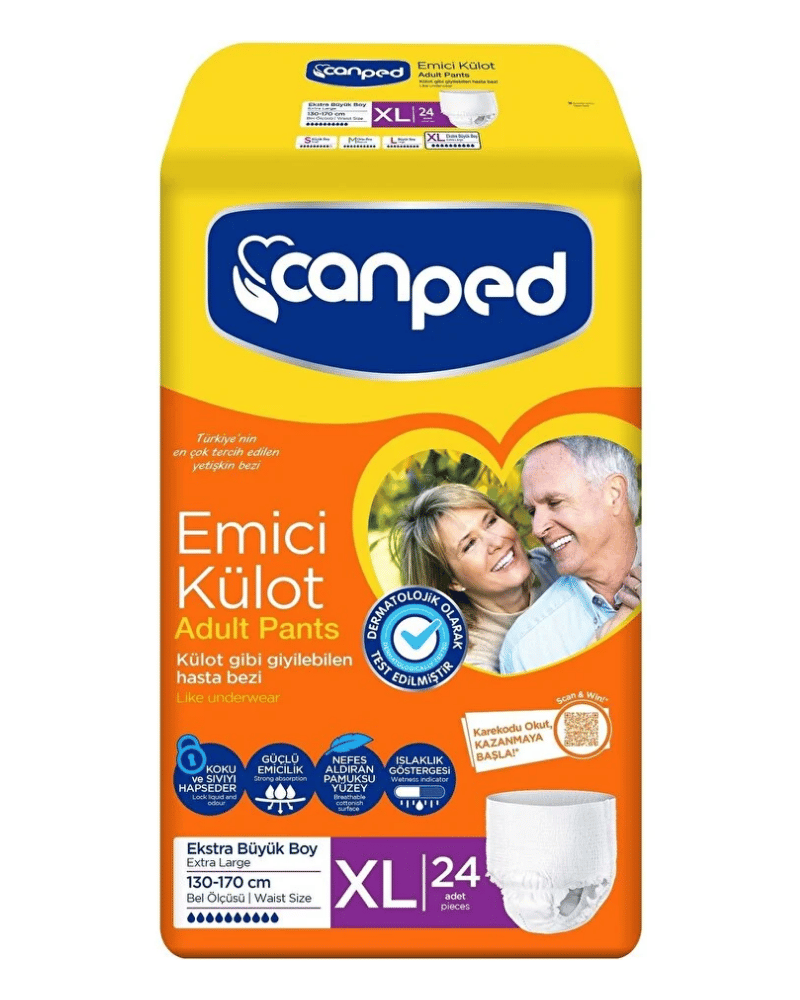 Canped Emici Külot Hasta Yetişkin Bezi XL - Ekstra Büyük - Extra Large 24 Adet 