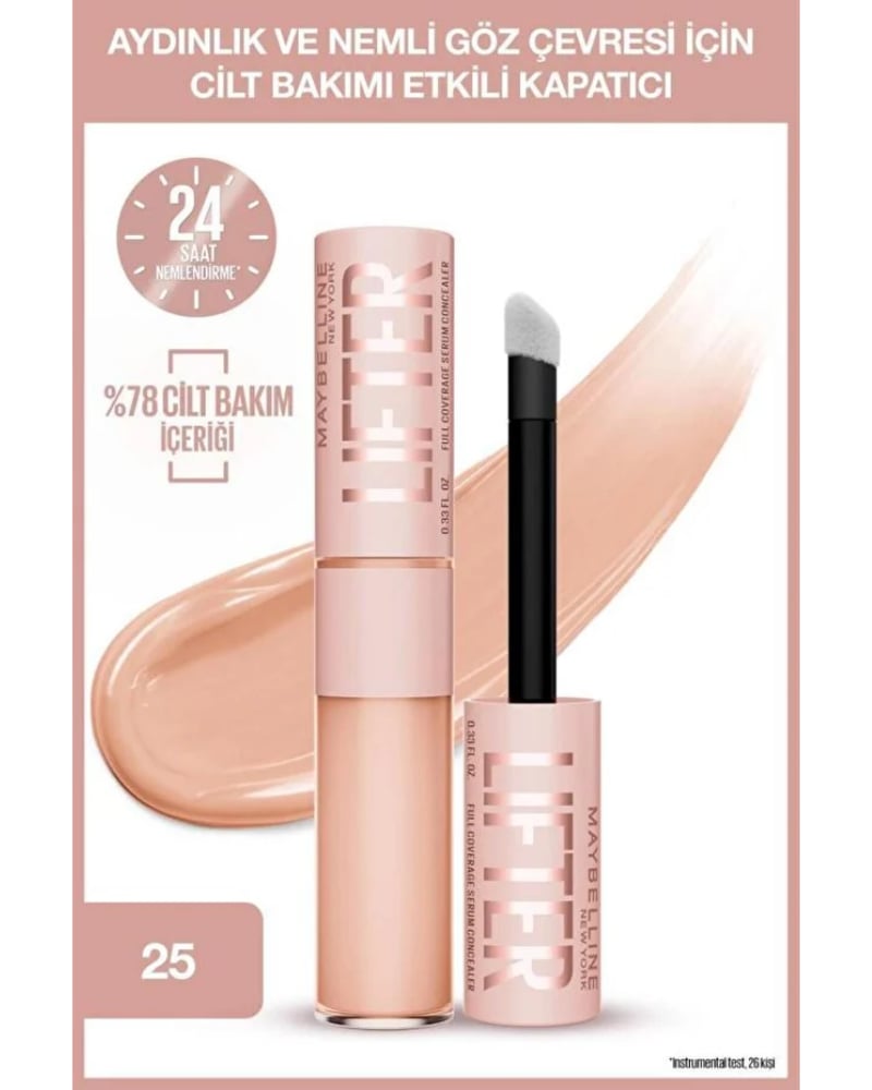 Maybelline New York Lifter Kafein ve Peptitler İçeren Nemlendiren ve Aydınlatan Kapatıcı - 25