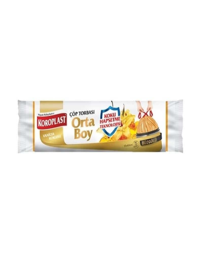 Koroplast Çöp Torbası Büzgülü Orta Vanilya Kokulu 15li
