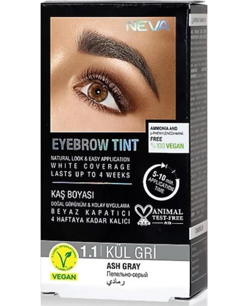 Neva Eyebrow Tint Vegan Kaş Boyası Seti 1.1 Kül Gri