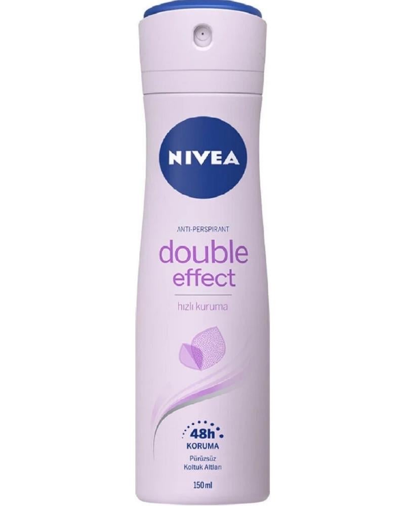 NIVEA Kadın Sprey Deodorant Double Effect 150ml, Ter Kokusuna Karşı 48 Saat Koruma, Pürüzsüz Koltuk Altı