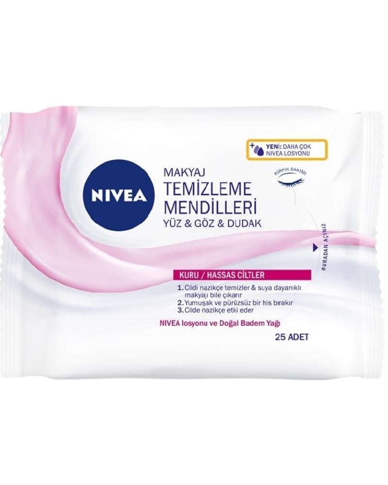NIVEA 3ü 1 Arada Makyaj Temizleme Mendili Kuru Cilt 25 Adet