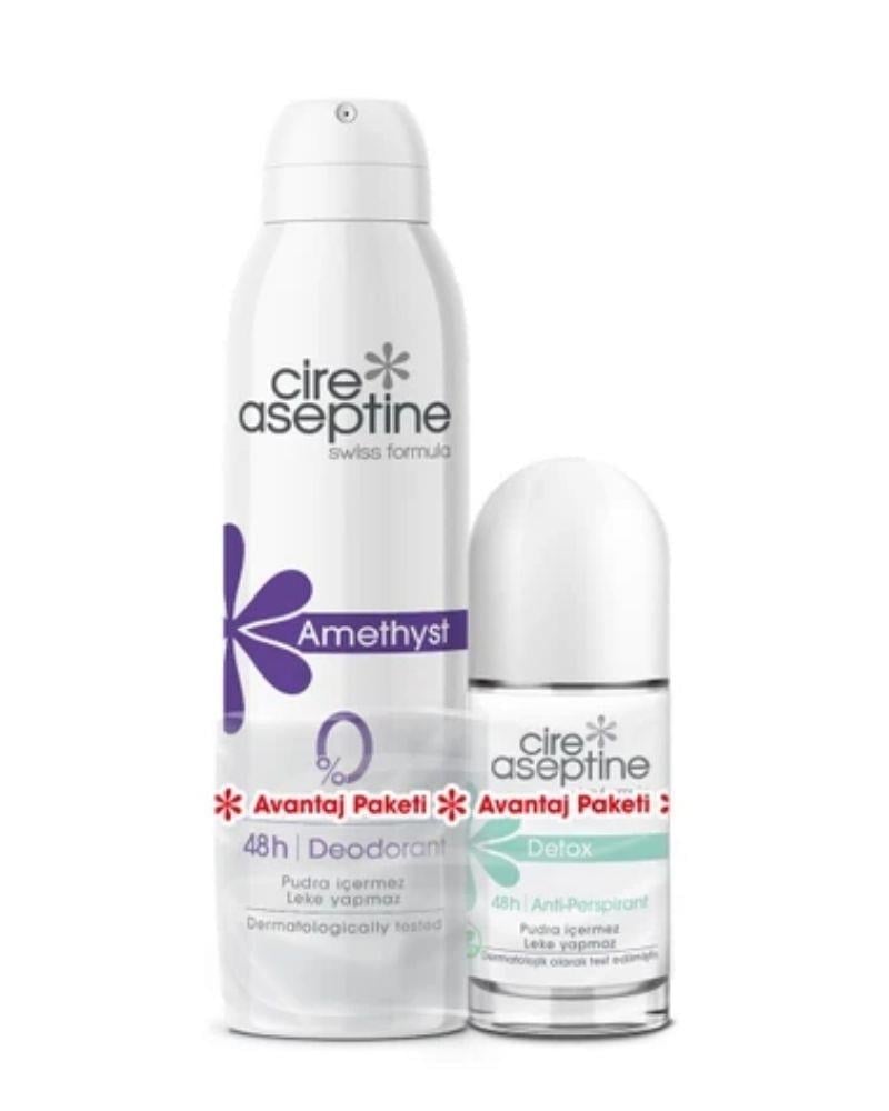 CİRE ASEPTİN AMETHYST DEODORANT 150ML + DETOX ROLL ON 50ML