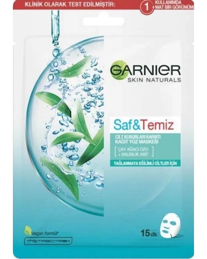 Garnier Vegan Saf&Temiz Cilt Kusurlarına Karşı Kağıt Yüz Maskesi