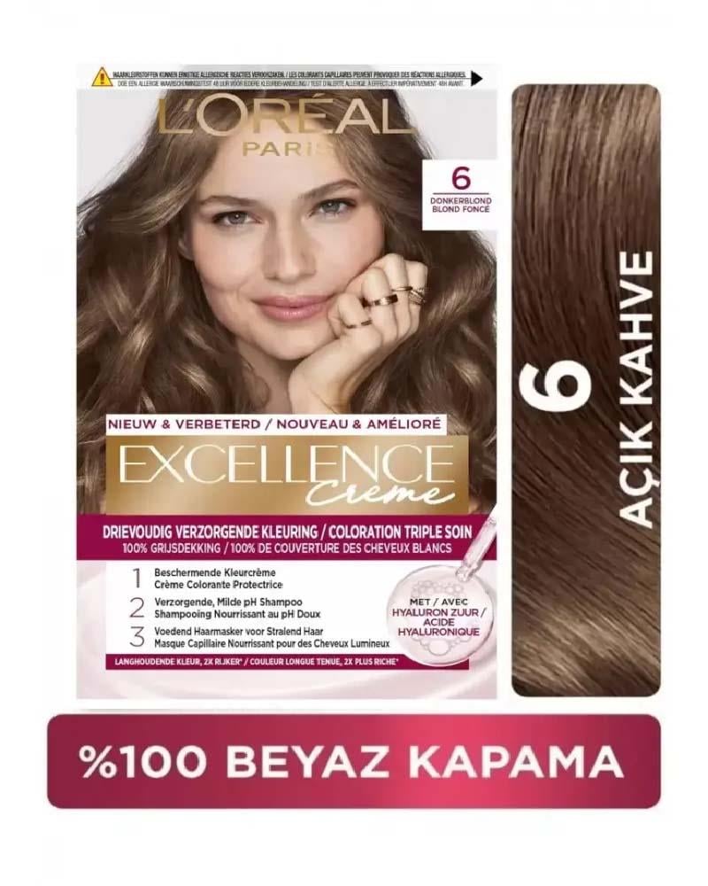 Loreal Paris Excellence Creme Saç Boyası - 6 Açık Kahve
