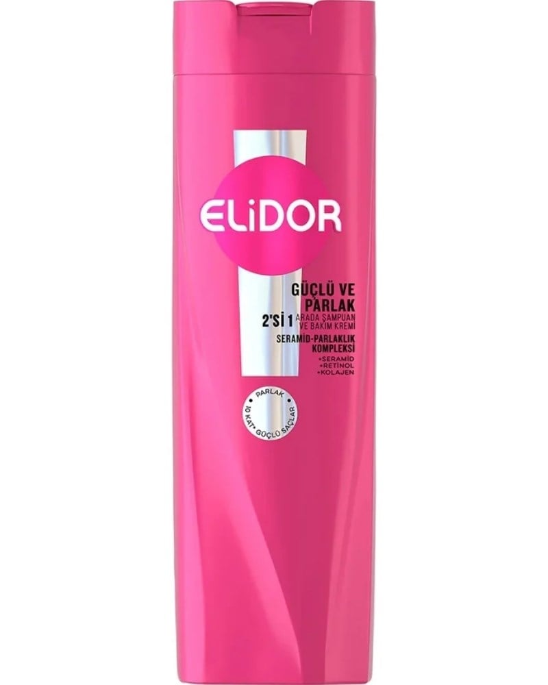 Elidor Şampuan ve Saç Bakım Kremi Güçlü ve Parlak 400 ml 2in1