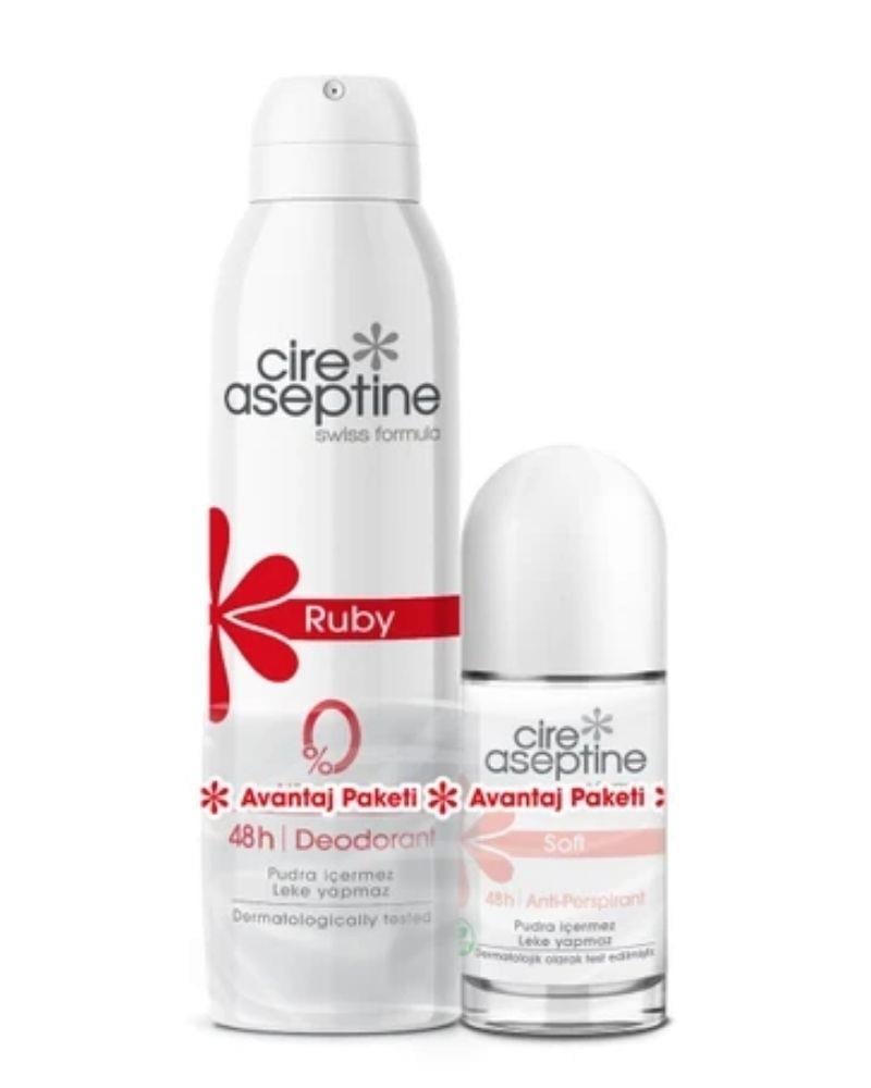 CİRE ASEPTİN RUBY DEODORANT 150ML + SOFT ROLL ON 50ML