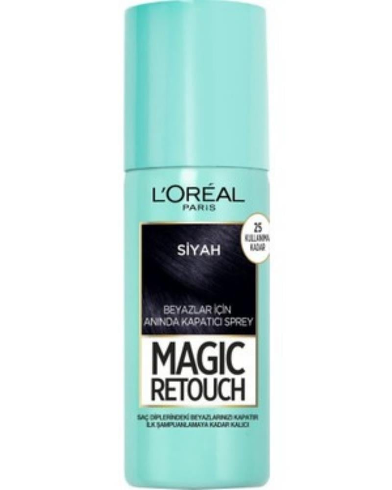 LOreal Paris Magic Retouch Beyaz Saçlar İçin Kapatıcı Siyah Saç Spreyi 75 Ml