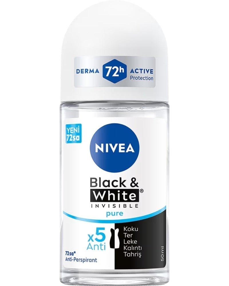NIVEA Black & White Invisible Pure Kadın Roll-On Deodorant 50 ml