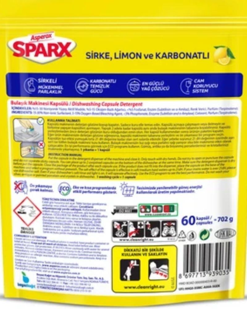 Asperox Sparx Bulaşık Makinesi Tableti 60lı