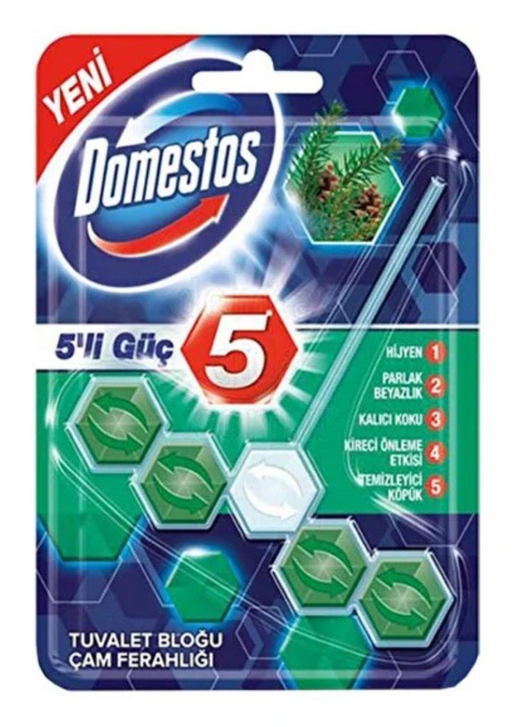 Domestos Wc Temizleyici Blok 5li Güç Çam Ferahlığı