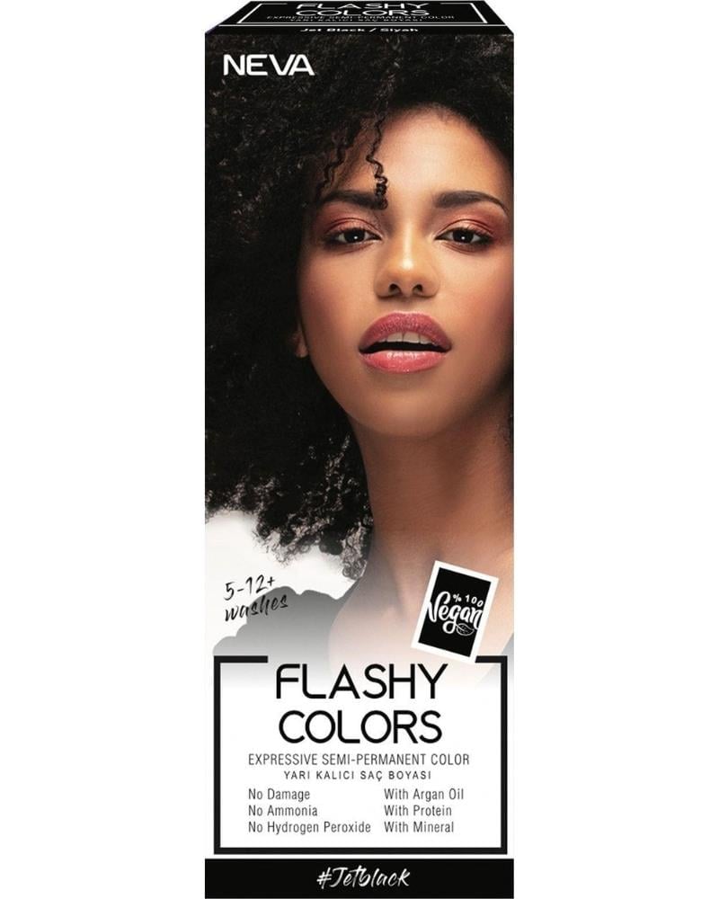 Neva Flashy Colors Yarı Kalıcı Saç Boyası Jet Black / Siyah 100 ml