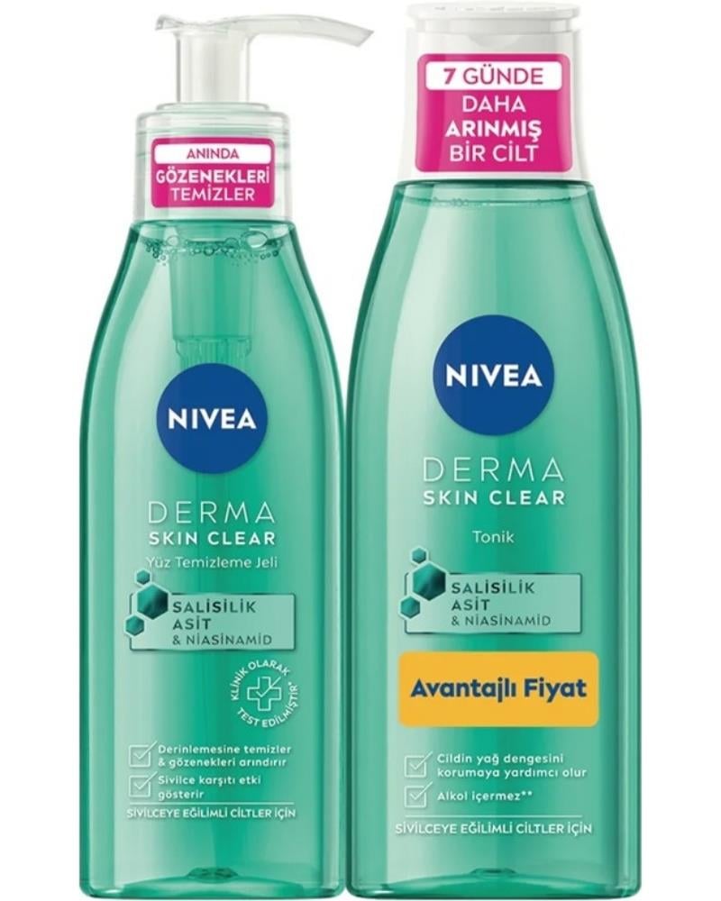 NIVEA Derma Skin Clear Yüz Temizleme Jeli 150 ml+Nivea Tonik 200 Set